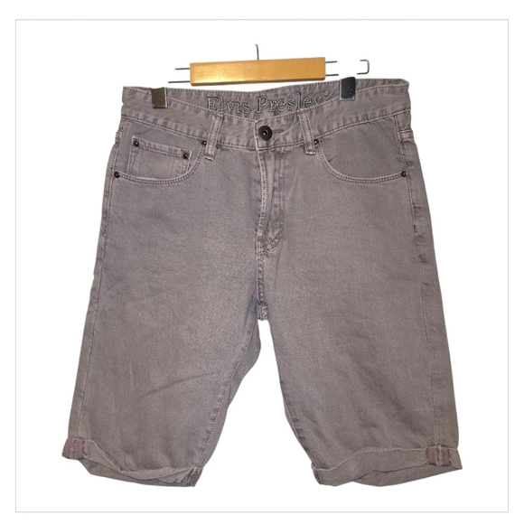 Elvis Presley Other - Elvis Presley Denim Bermuda Shorts Lavender Purple High Rise Cuffed Y2K Vintage